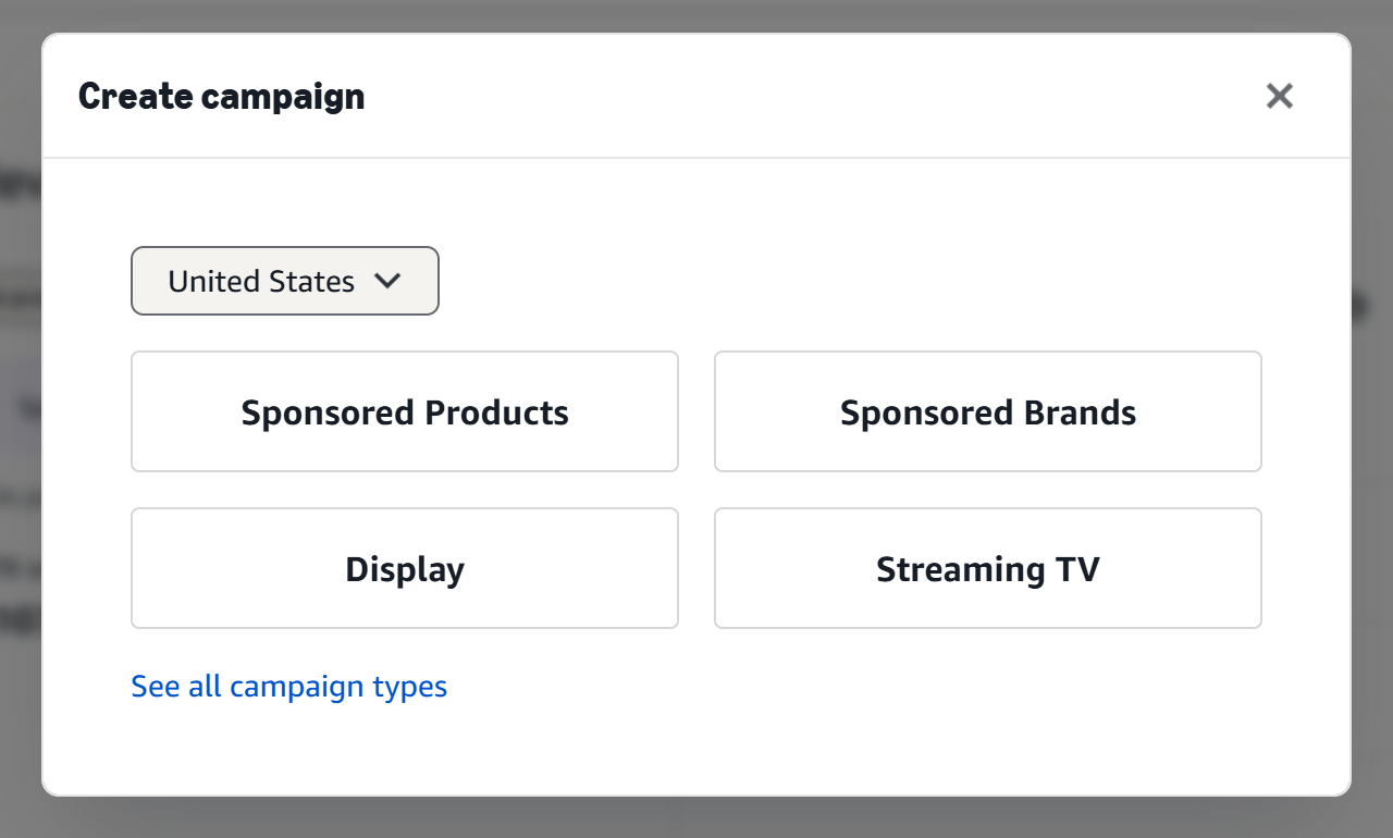 Create campaign: the ad type you pick first