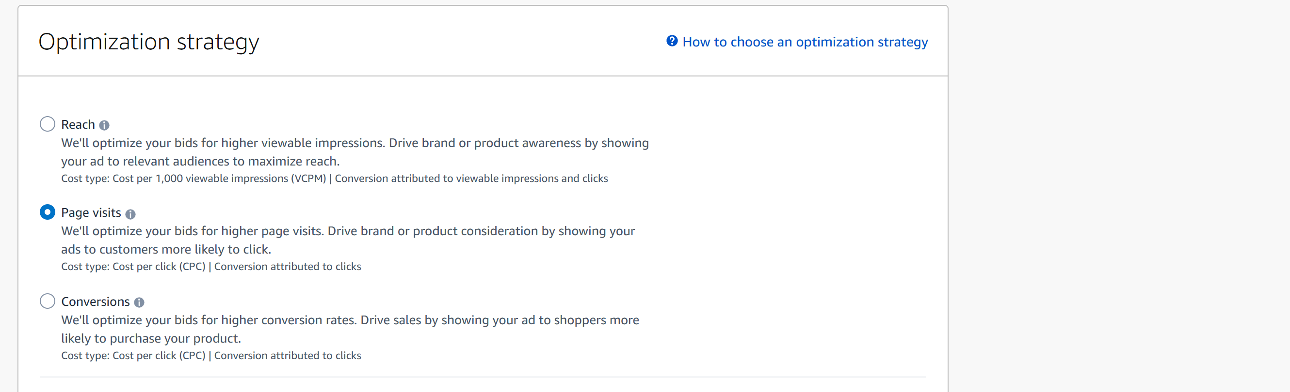 Reach, Page visits and Conversions