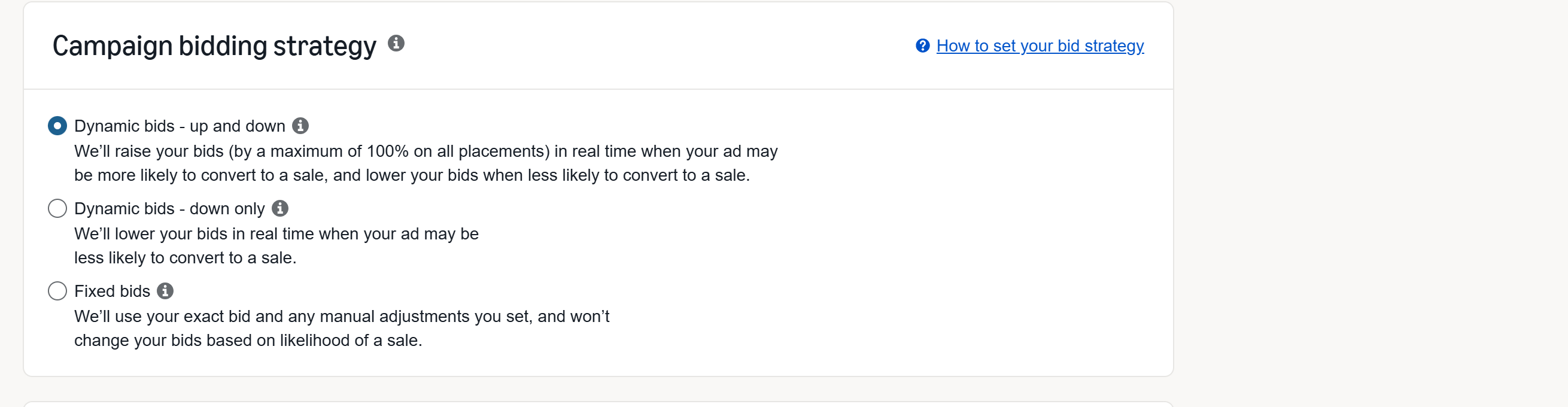 The three campaign bidding strategies