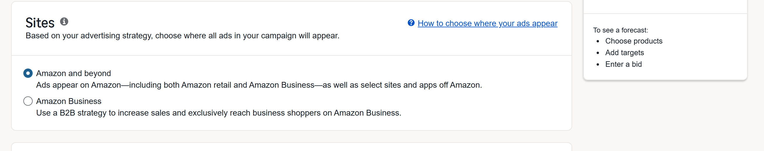 Sites: Amazon and beyond, or Amazon Business only
