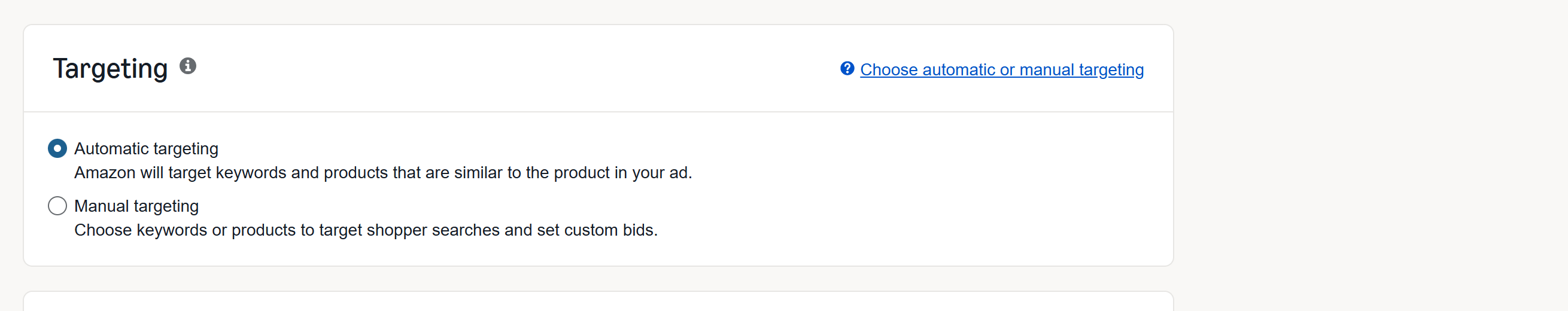 Automatic or manual targeting
