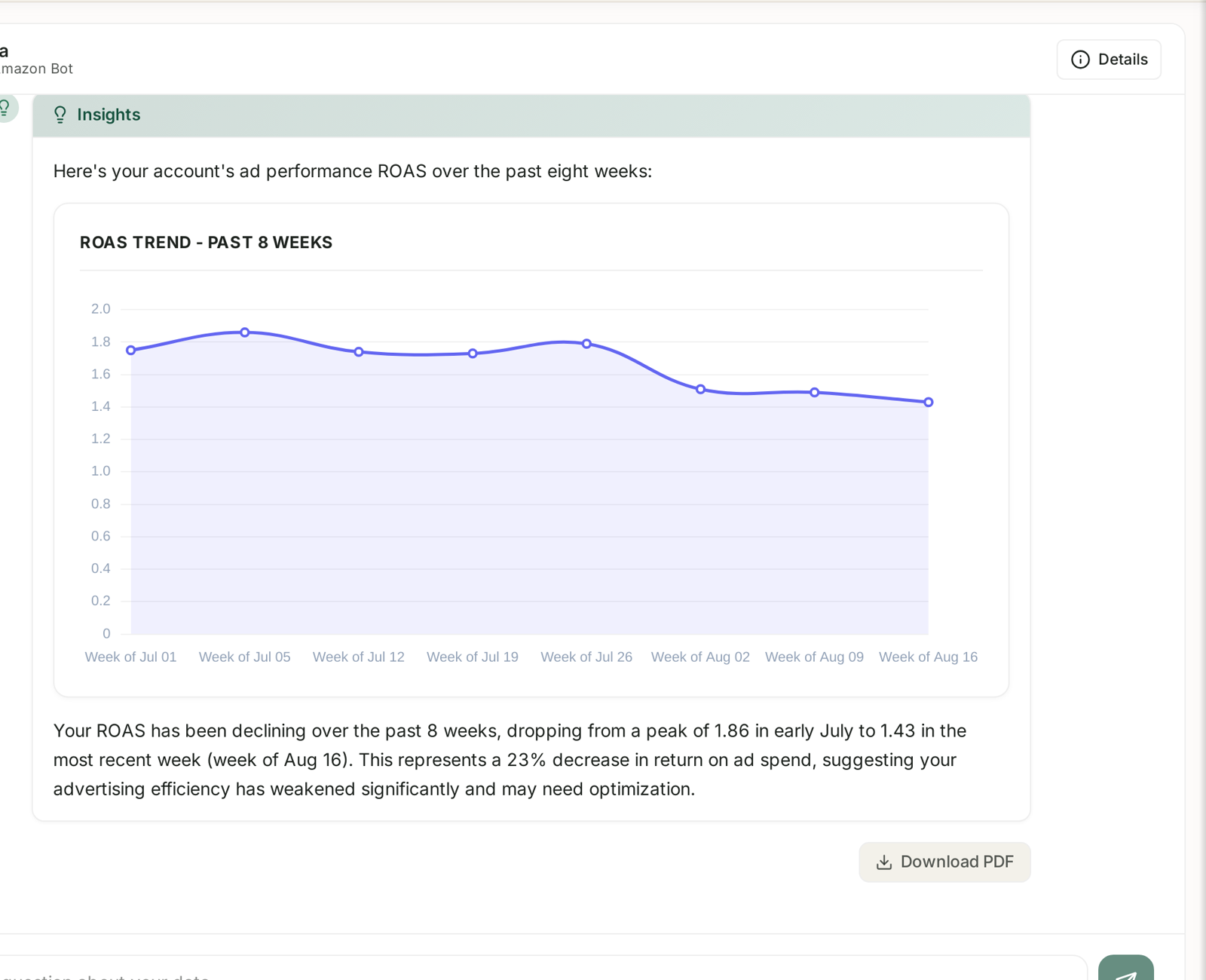 Aria answers from your own reporting, and shows its working
