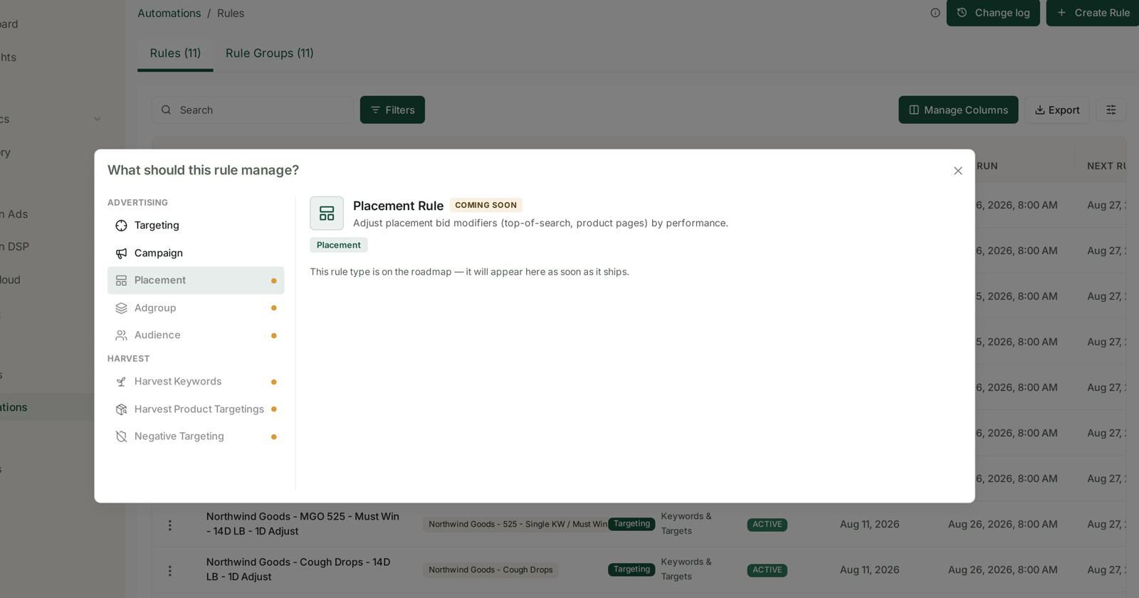A coming-soon type, with its description and planned actions