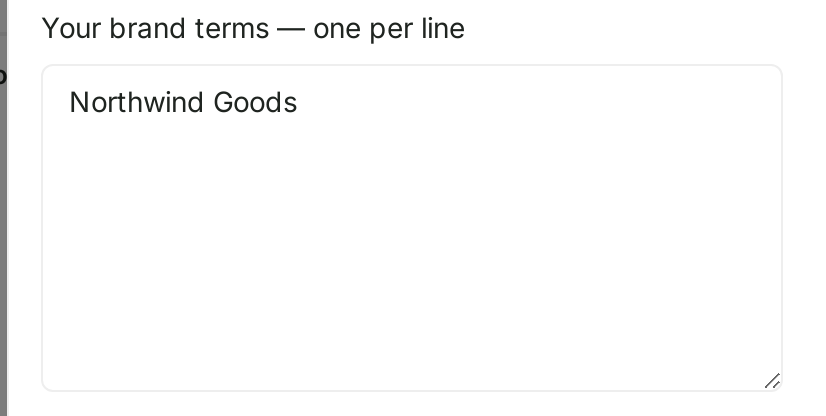 Your brand terms, one per line
