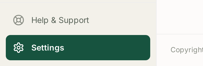 Help & Support, pinned at the bottom of the sidebar