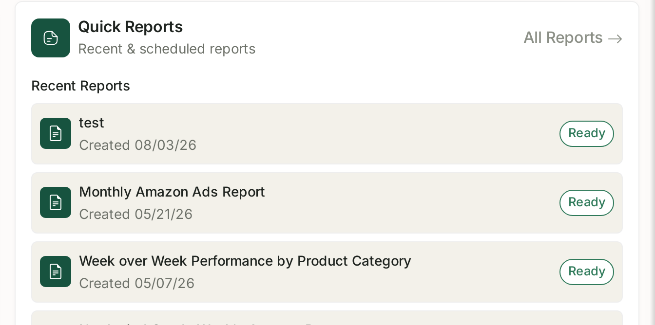 Recent and scheduled reports