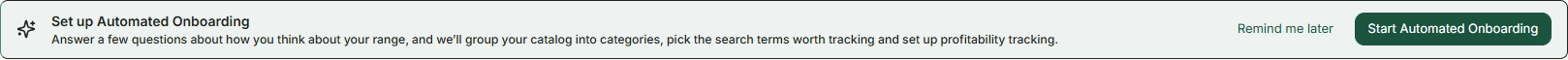 The Automated Onboarding banner on the Dashboard