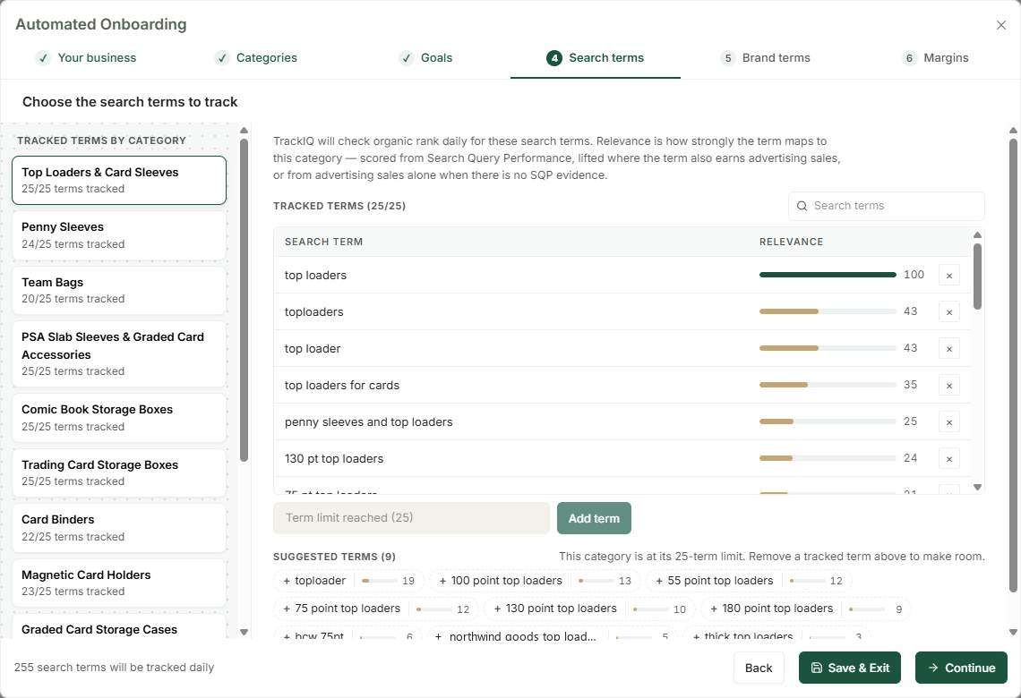 Step 4: Choose the search terms to track